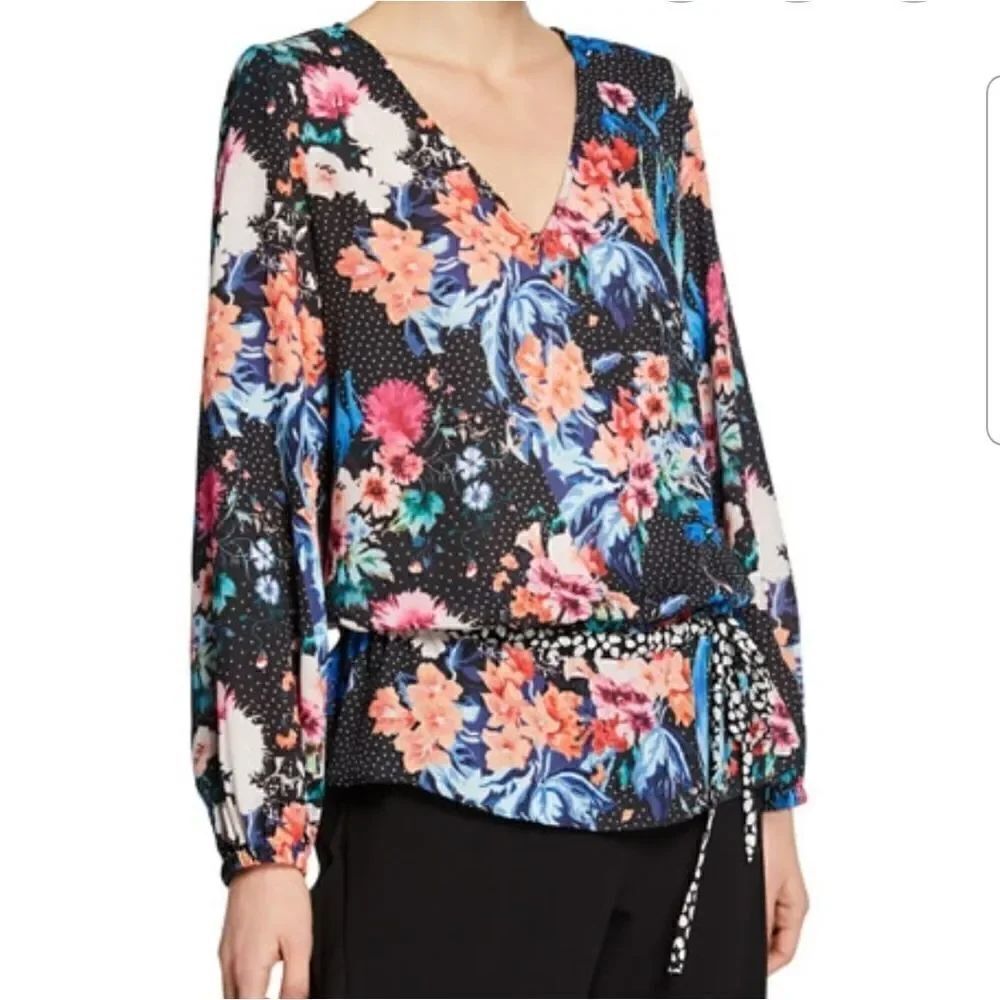 Nicole Miller long sleeve wrap blouse